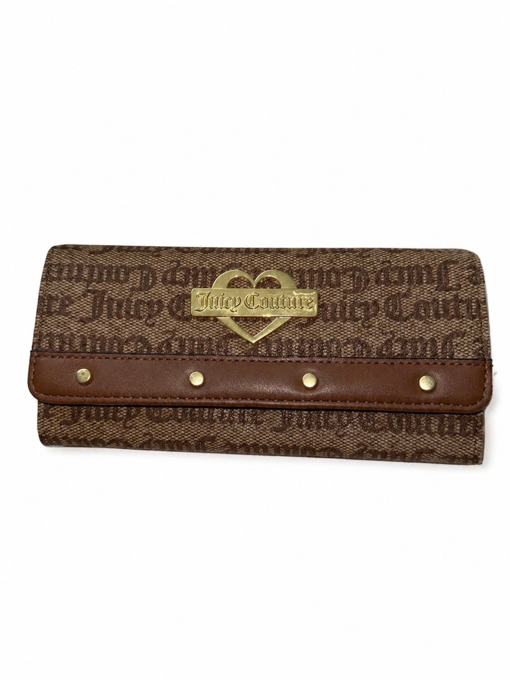 Juicy Couture Cream and Black Logo Wallet with Gold Accent